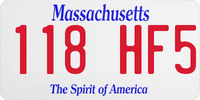 MA license plate 118HF5
