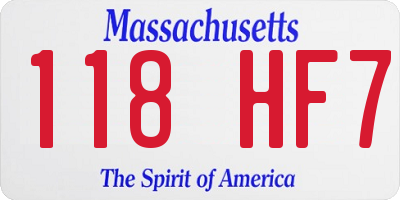 MA license plate 118HF7