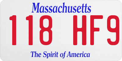 MA license plate 118HF9
