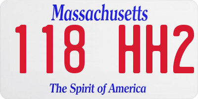 MA license plate 118HH2