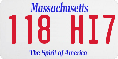 MA license plate 118HI7