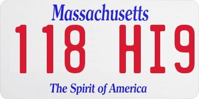 MA license plate 118HI9