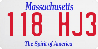 MA license plate 118HJ3