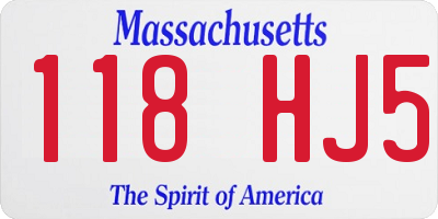 MA license plate 118HJ5