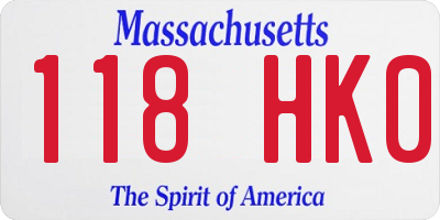 MA license plate 118HK0