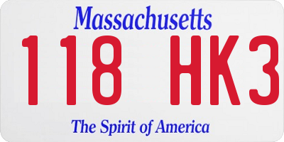 MA license plate 118HK3