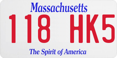 MA license plate 118HK5