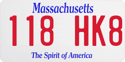 MA license plate 118HK8