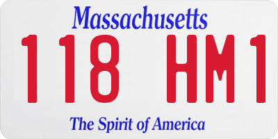MA license plate 118HM1