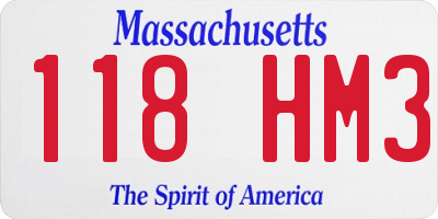 MA license plate 118HM3