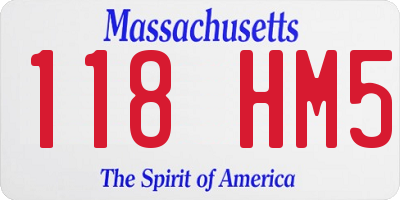 MA license plate 118HM5