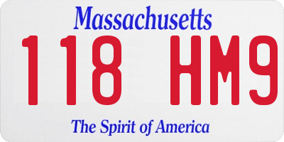 MA license plate 118HM9