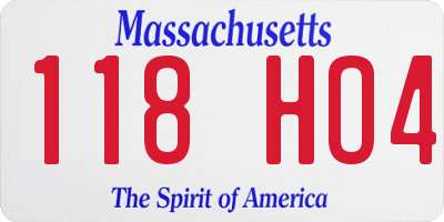 MA license plate 118HO4