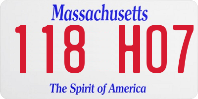 MA license plate 118HO7