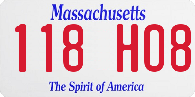 MA license plate 118HO8