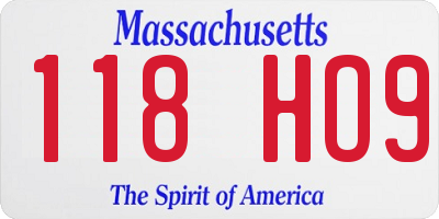 MA license plate 118HO9