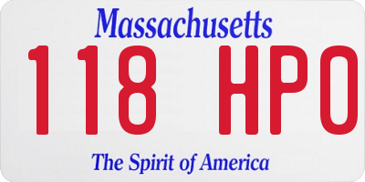 MA license plate 118HP0