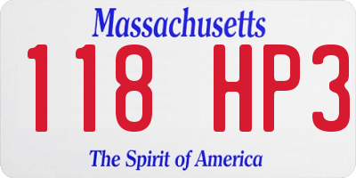 MA license plate 118HP3
