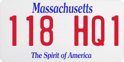 MA license plate 118HQ1