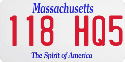 MA license plate 118HQ5