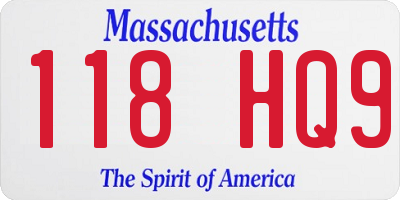 MA license plate 118HQ9