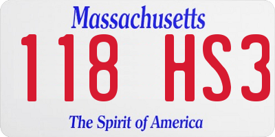 MA license plate 118HS3