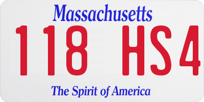 MA license plate 118HS4