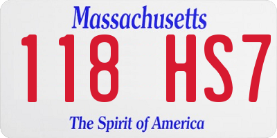 MA license plate 118HS7