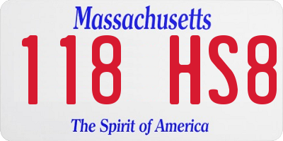 MA license plate 118HS8