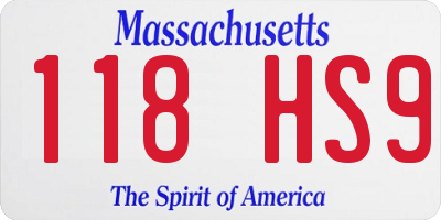 MA license plate 118HS9