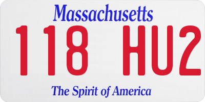 MA license plate 118HU2