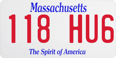 MA license plate 118HU6