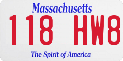 MA license plate 118HW8