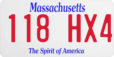 MA license plate 118HX4