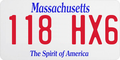 MA license plate 118HX6