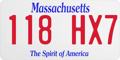 MA license plate 118HX7