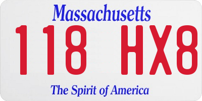 MA license plate 118HX8