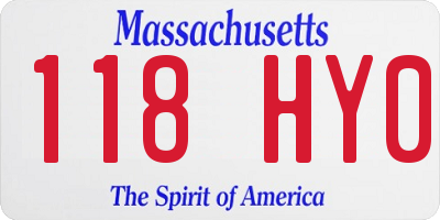 MA license plate 118HY0