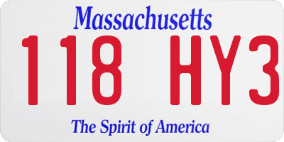 MA license plate 118HY3
