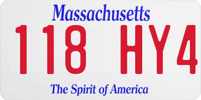 MA license plate 118HY4