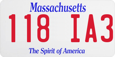 MA license plate 118IA3