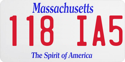 MA license plate 118IA5