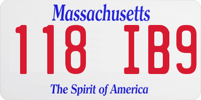 MA license plate 118IB9