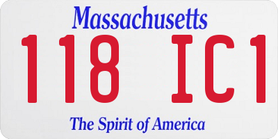 MA license plate 118IC1