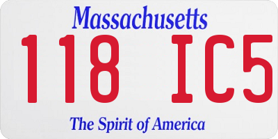 MA license plate 118IC5