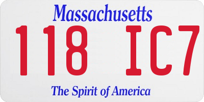 MA license plate 118IC7