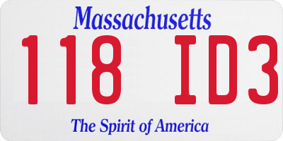 MA license plate 118ID3