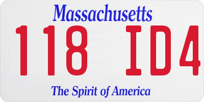 MA license plate 118ID4