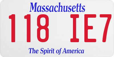 MA license plate 118IE7