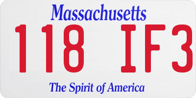 MA license plate 118IF3